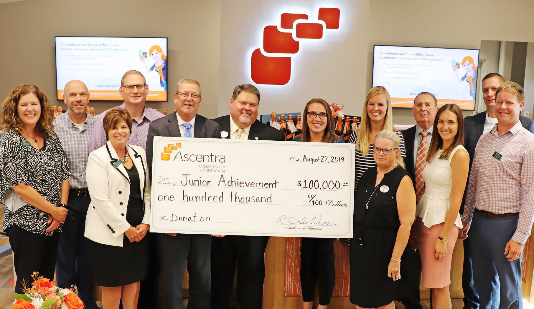 Ascentra Credit Union Foundation gives $100,000 grant to Junior Achievement